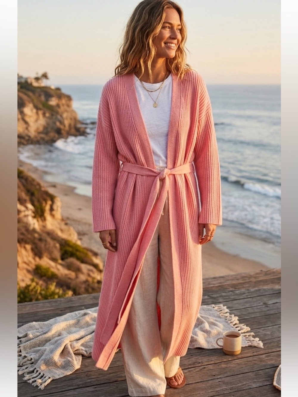 Anthropologie Pink Cardigan - oversized large